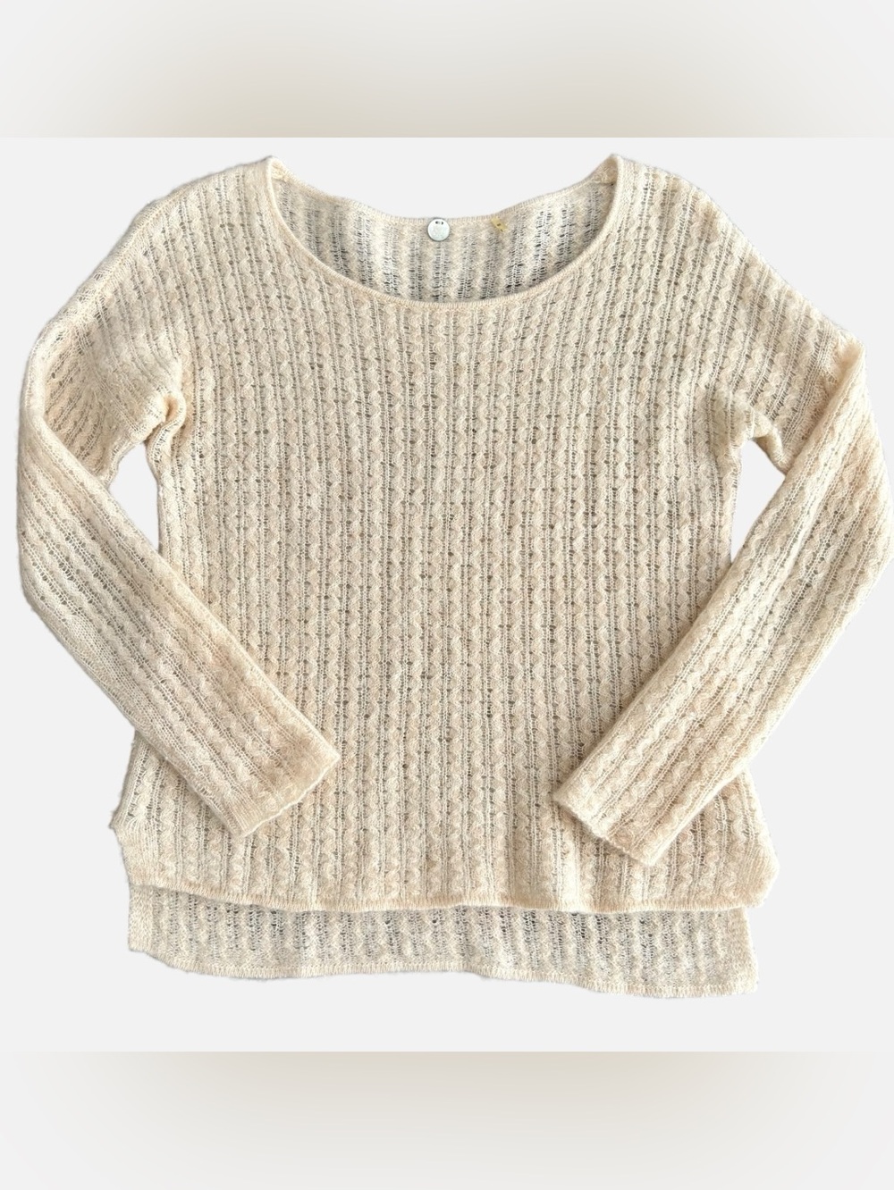 Margaret O’Leary XS Spun Silk Cashmere Blend Sweater Ivory Cream Textured Knit
